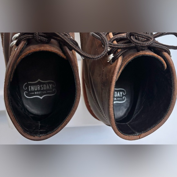 Thursday Boot Company “Diplomat” Distressed Leather Lace Up Brown Boots Size 8 - Picture 9 of 11